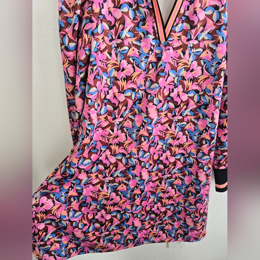 Floral Long Sleeve Dress - Pink and Black - Picture 10 of 11